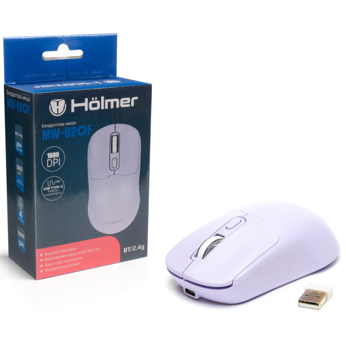 Мишка Hölmer MW-02OF Wireless/Bluetooth Purple (MW-02OF)