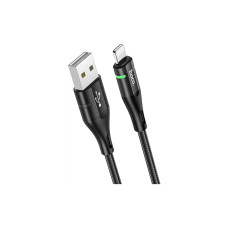 Дата кабель USB 2.0 AM to Lightning 1.2m 2.4A nylon light indicator U93 black HOCO (6931474732132)