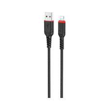 Дата кабель USB 2.0 AM to Lightning 1.0m 2.4A nylon X59 black HOCO (6931474744869)