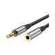 Кабель мультимедійний 3.5mm M to 3.5mm F 1.0m Gray HOCO (6931474762153)
