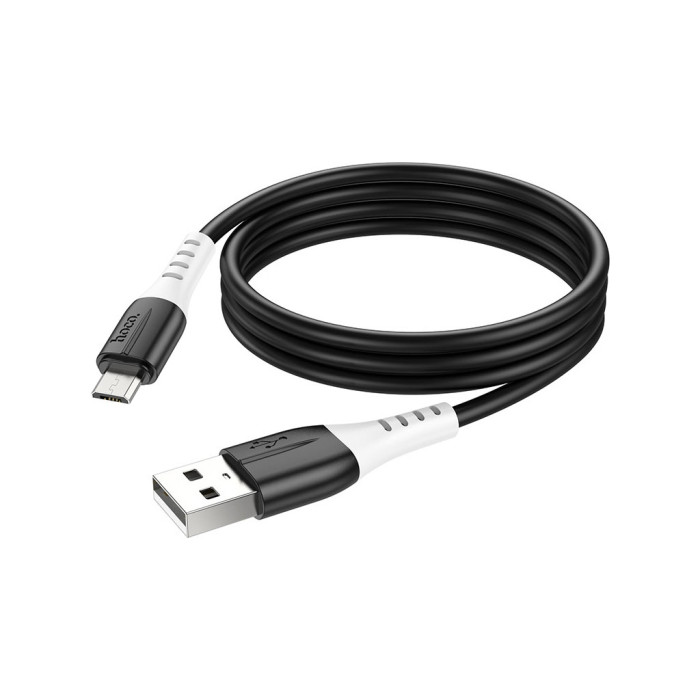 Дата кабель USB 2.0 AM to Micro 5P 1.0m 2.4A silicone X82 black HOCO (6931474768551)