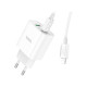 Зарядний пристрій HOCO C80A Plus Rapido 1xUSB-C PD20W + 1xUSB QC3.0 + cable USB-C to Lightning White (6931474779892)