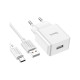 Зарядний пристрій HOCO C106A Leisure USB + cable USB to USB-C 10.5W White (6931474783912)
