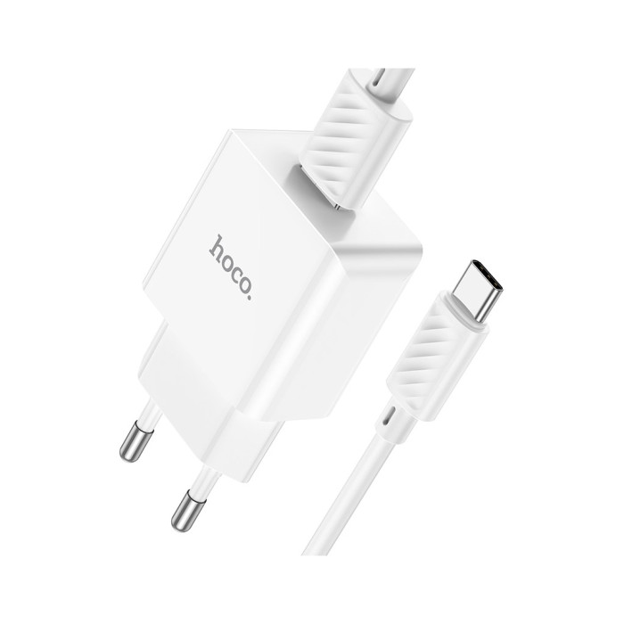 Зарядний пристрій HOCO C106A Leisure USB + cable USB to USB-C 10.5W White (6931474783912)