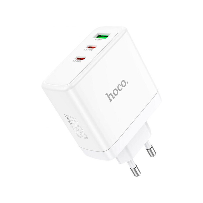 Зарядний пристрій HOCO 2xUSB-C PD65W + 1xUSB QC3.0 White (6931474784155)