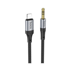 Кабель мультимедійний Lightning to 3.5mm M 1.0m nylon UPA26 black HOCO (6942007608817)