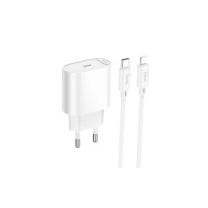 Зарядний пристрій HOCO C109A USB-C PD20W + cable USB-C to Lightning white (6942007656665)