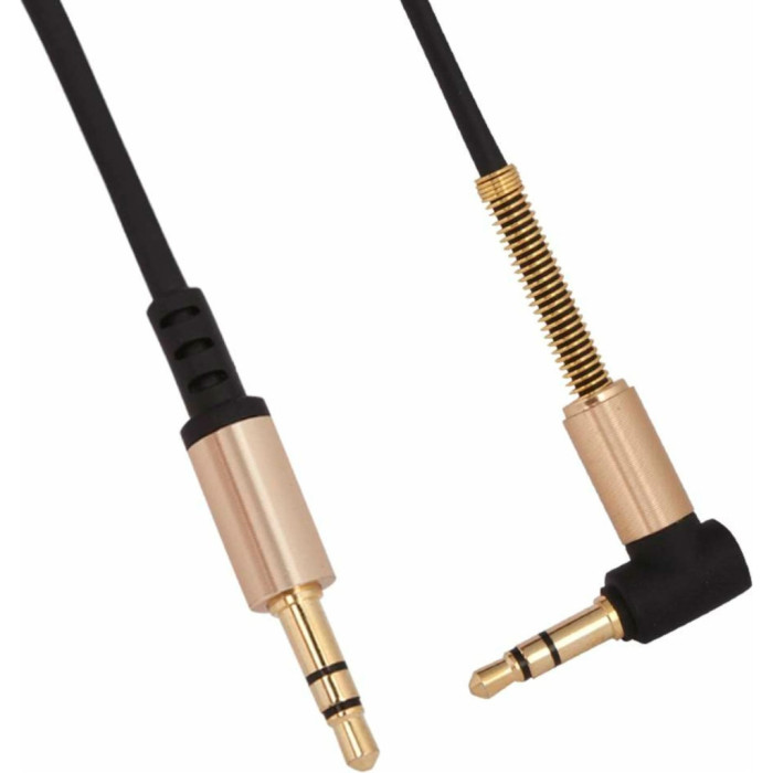 Кабель мультимедійний 3.5mm M to 3.5mm M 1.0m 90° corner Black HOCO (6957531025665)