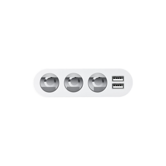 Зарядний пристрій HOCO 2xUSB 10.5W + 3x car socket silver (6957531050896)