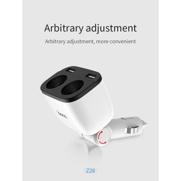 Зарядний пристрій HOCO HOCO Z28 Power ocean 2xUSB + display White (6957531091967)