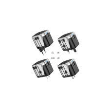 Мережевий фільтр живлення HOCO AC5 1 роз, 2 USB, 1,5м, Black/Gray (AC5ABG)