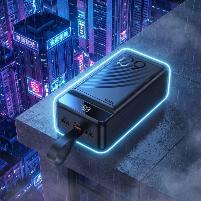 Батарея універсальна HOCO 60000mAh Element PD/20W, QC/22.5W, LED Lamp, Black (J123C / 714736)