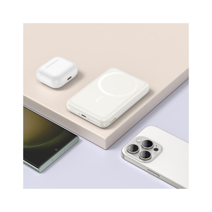 Батарея універсальна HOCO 10000mAh Grace PD/20W Magnetic White (J141 / 714985)