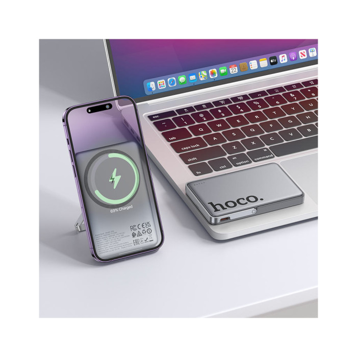 Батарея універсальна HOCO 5000mAh Sunlight PD/20W Magnetic Metal Grey (Q36 / 714986)
