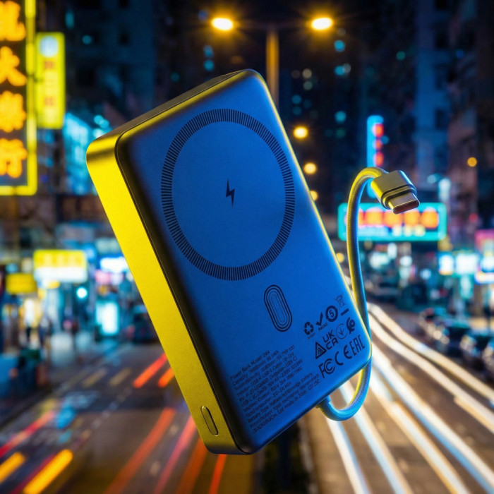 Батарея універсальна HOCO 10000 mAh Origen Dual PD/20W Magnetic with cable Type-C Metal Gray (Q44 / 714983)