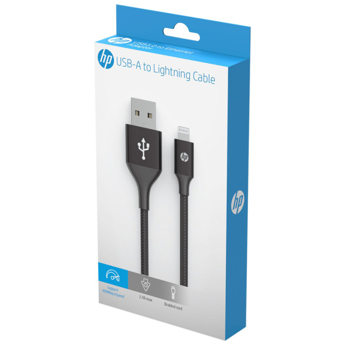 Дата кабель USB 2.0 AM to Lightning 1.0m 2.4A MFI HP (HP_DHC-MF100-1m)