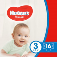 Підгузок Huggies Classic 3 (4-9 кг) Small 16 шт (5029053543086)