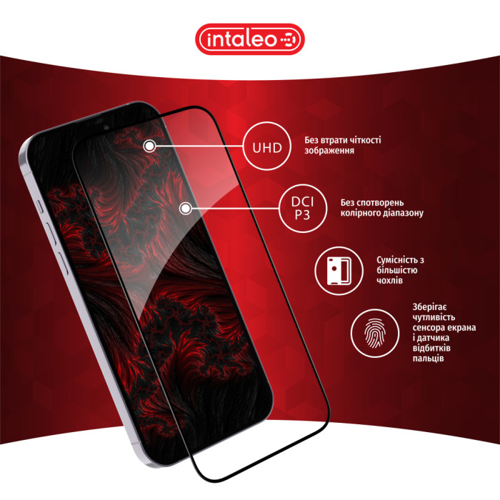 Скло захисне Intaleo Full Glue Apple iPhone 16 Pro Max Black (1283126593819)