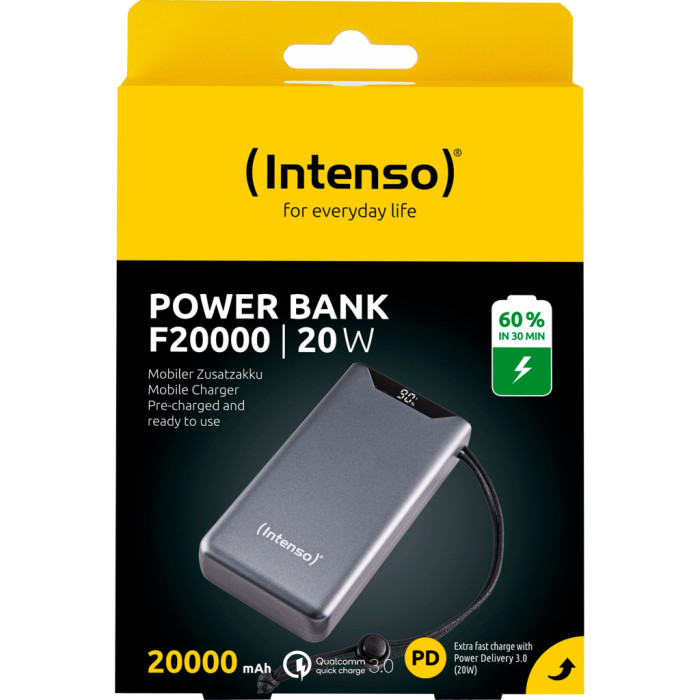 Батарея універсальна Intenso F20000 20000mAh PD/18W, QC3.0, grey (7332054)