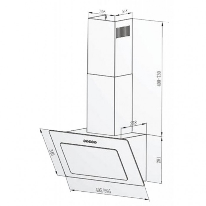 Витяжка кухонна Interline ROCK BL A/60 PB/2/T