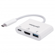 Концентратор Intracom USB3.1 Type-C to HDMI/USB 3.0/PD 60W 4-in-1 White Manhattan (152945)