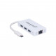 Концентратор Intracom Manhattan Type-C Hub 3-port USB3.0 + RJ45 Gigabit Ethernet White (507608)