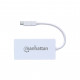 Концентратор Intracom Manhattan Type-C Hub 3-port USB3.0 + RJ45 Gigabit Ethernet White (507608)