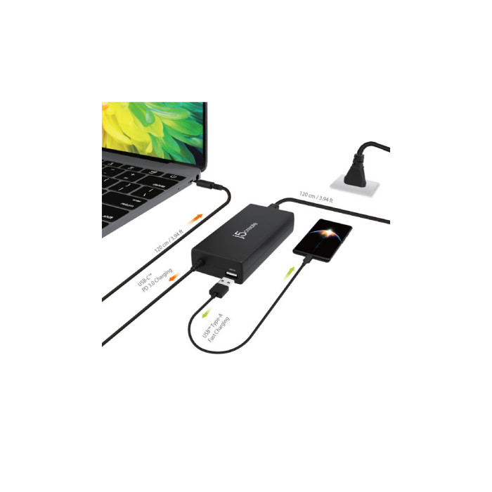 Блок живлення до ноутбуку J5create USB-C/PD/90W, USB-A/10W (JUP2290C-EN)