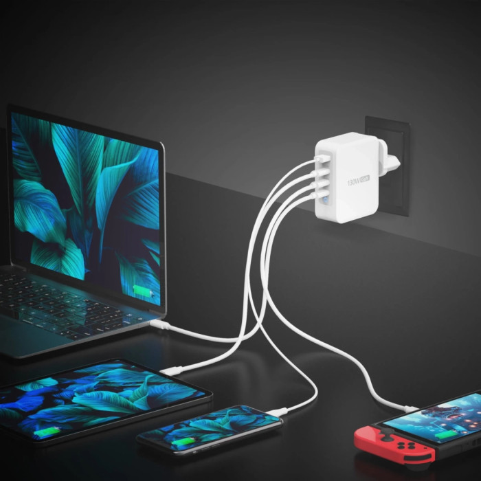 Зарядний пристрій J5create 1xUSB + 3xUSB-C 130W GaN QC3.0/PD/PPS (JUP43130E-EN)