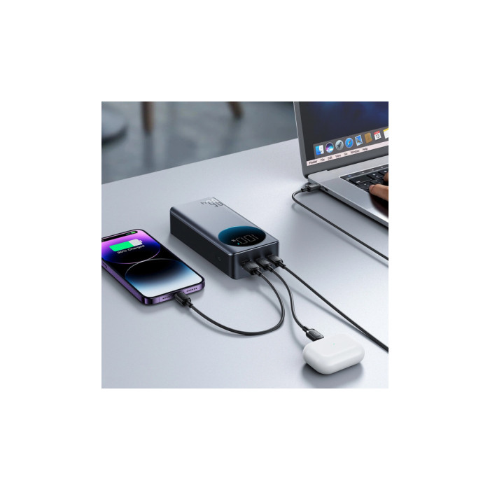 Батарея універсальна JOYROOM 30000mAh 65W PD, QC/3.0, USB-A, 2xUSB-C In/Out, Black (JR-PBF05)
