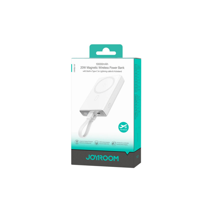 Батарея універсальна JOYROOM Magnetic Wireless 10000mAh 20W QC, USB-C In/Out White (JR-PBM01 / 6941237112545)