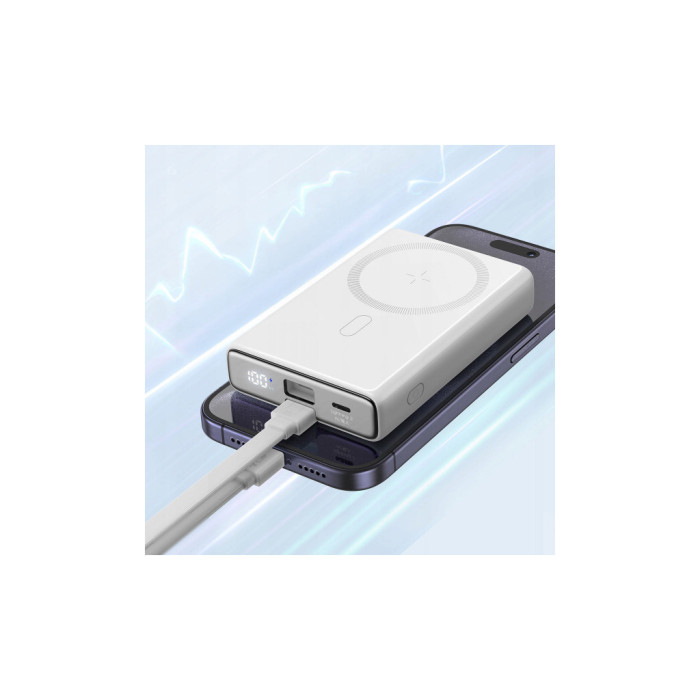 Батарея універсальна JOYROOM Magnetic Wireless 10000mAh 20W QC, USB-C In/Out White (JR-PBM01 / 6941237112545)