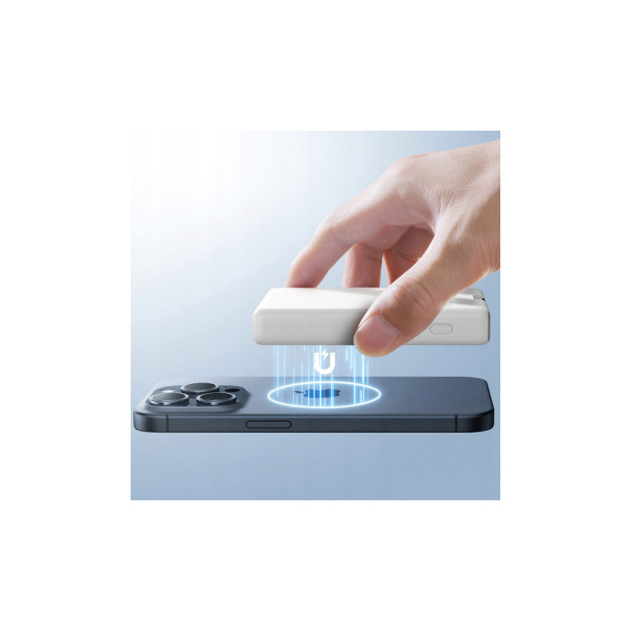 Батарея універсальна JOYROOM Magnetic Wireless 10000mAh 20W QC, USB-C In/Out White (JR-PBM01 / 6941237112545)