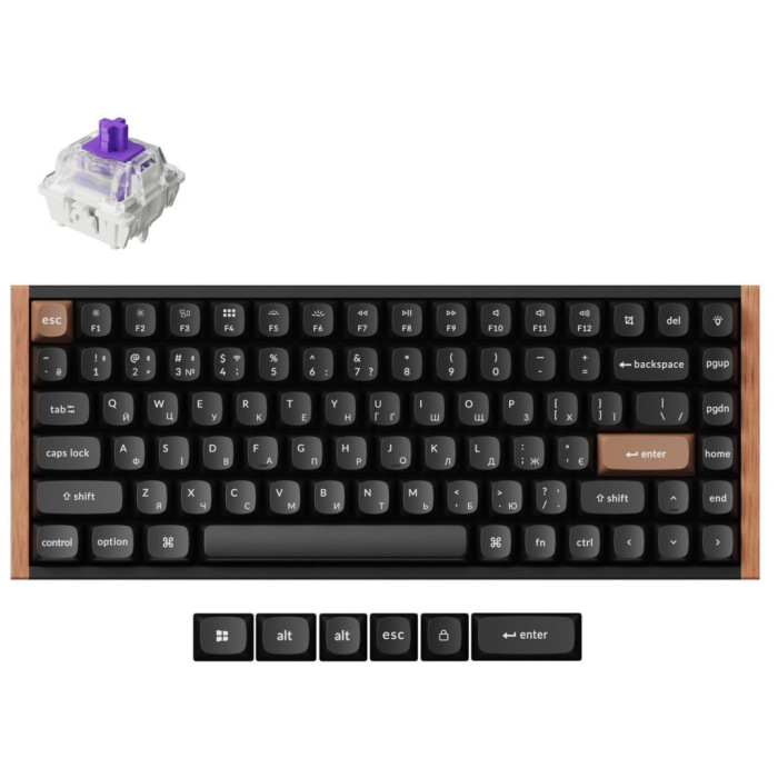 Клавіатура Keychron K2HE Gateron Double-Rail Magnetic Nebula Hot-swap QMK Wireless/Bluetooth/USB-А UA Wood/Black (K2H-F1-UA)