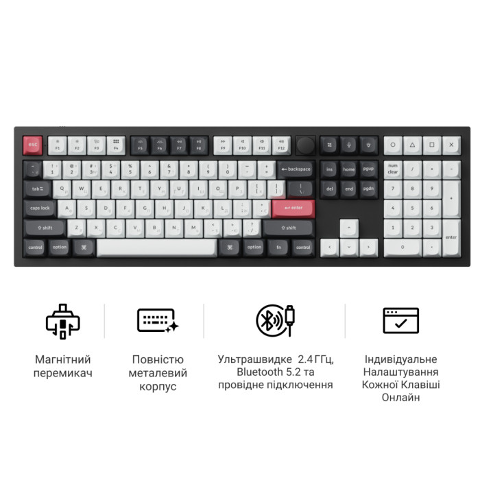 Клавіатура Keychron Q6 HE Magnetic Switch RGB UA Black (Q6H-M1-UA)