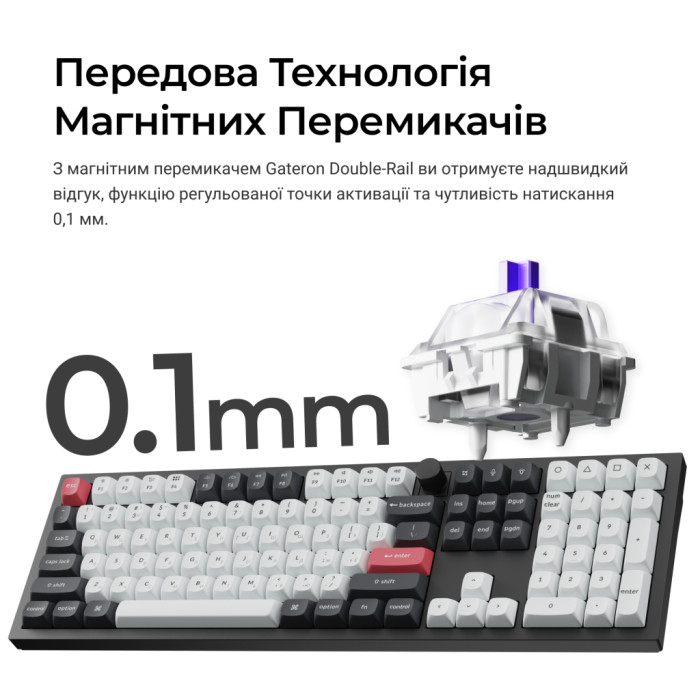 Клавіатура Keychron Q6 HE Magnetic Switch RGB UA Black (Q6H-M1-UA)