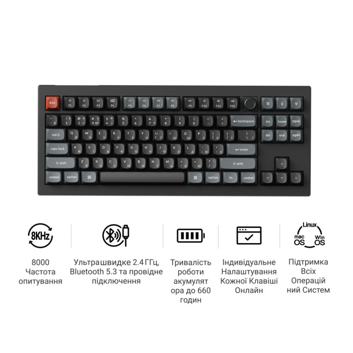 Клавіатура Keychron V3 Ultra Keychron Red Switch RGB UA Black (V3U-D1-UA)