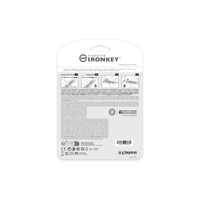 USB флеш накопичувач Kingston 128GB IronKey Keypad 200 Type-C Encrypted Blue USB 3.2 (IKKP200C/128GB)