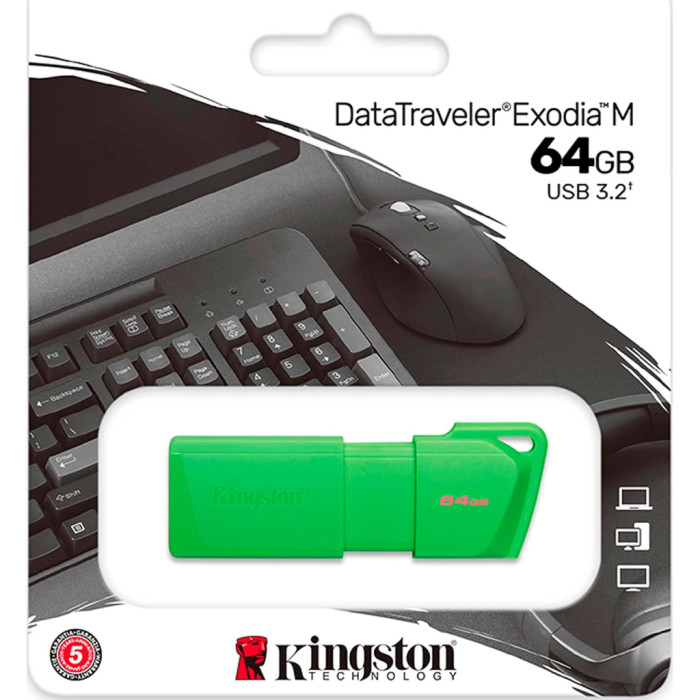 USB флеш накопичувач Kingston 64GB DataTraveler Exodia M Green USB 3.2 (KC-U2L64-7LG)