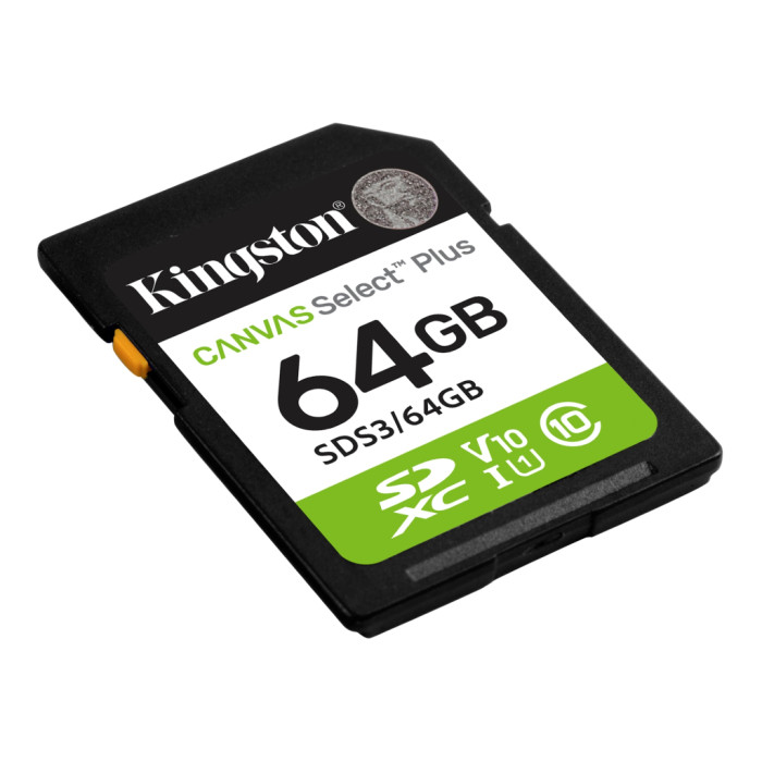 Карта пам'яті Kingston 64GB SDXC class 10 UHS-I V10 A1 Canvas Select Plus (SDS3/64GB)