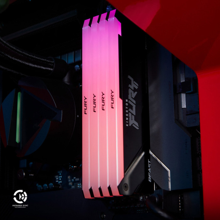 Модуль пам'яті для комп'ютера DDR4 8GB 3200 MHz Beast RGB Kingston Fury (ex.HyperX) (KF432C16BB2A/8WP)