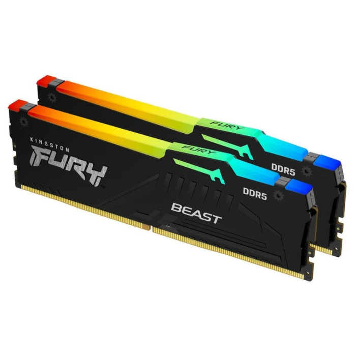 Модуль пам'яті для комп'ютера DDR5 64GB (2x32GB) 5200 MHz Beast RGB EXPO Black Kingston Fury (ex.HyperX) (KF552C40BB2AK2-64)