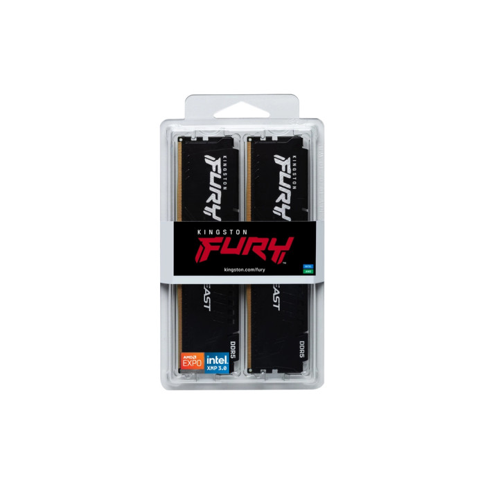 Модуль пам'яті для комп'ютера DDR5 64GB (2x32GB) 5200 MHz Beast Black Kingston Fury (ex.HyperX) (KF552C40BB2K2-64)