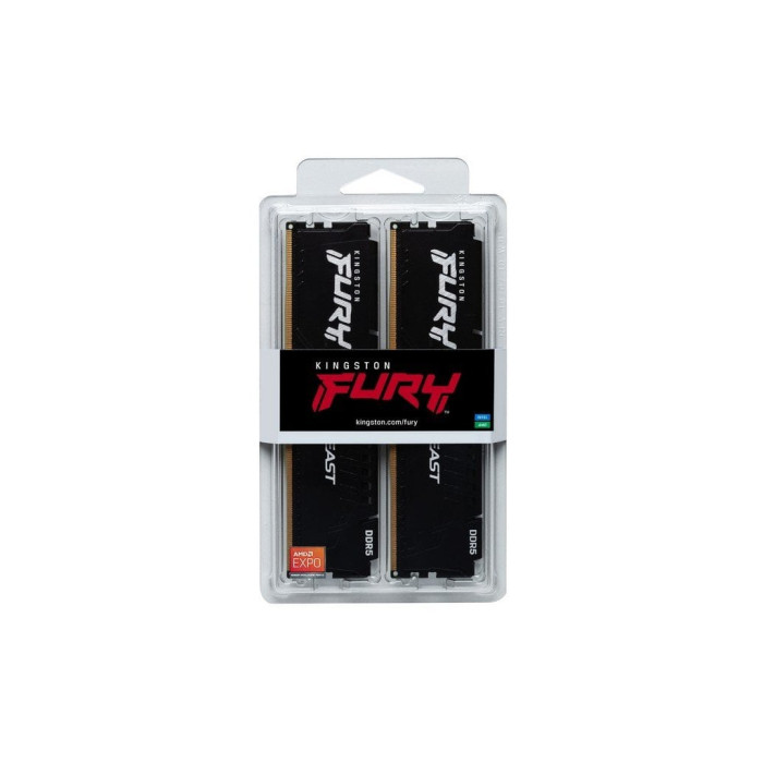 Модуль пам'яті для комп'ютера DDR5 32GB (2x16GB) 5600 MHz Beast AM5 Black Kingston Fury (ex.HyperX) (KF556C36BBEK2-32)