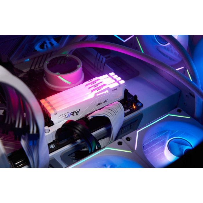 Модуль пам'яті для комп'ютера DDR5 64GB (2x32GB) 5600 MHz Beast White RGB Kingston Fury (ex.HyperX) (KF556C36BWEAK2-64)