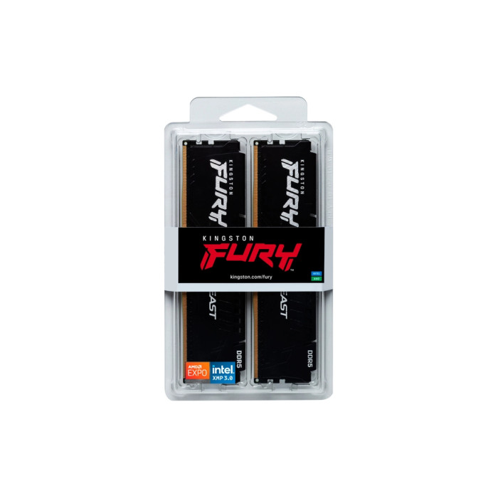 Модуль пам'яті для комп'ютера DDR5 128GB (2x64GB) 5600 MHz Beast Black Kingston Fury (ex.HyperX) (KF556C40BBK2-128)