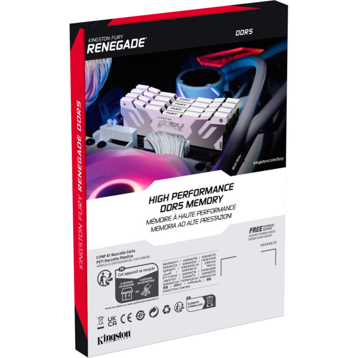 Модуль пам'яті для комп'ютера DDR5 64GB (2x32GB) 6400 MHz Renegade White XMP Kingston Fury (ex.HyperX) (KF564C32RWK2-64)