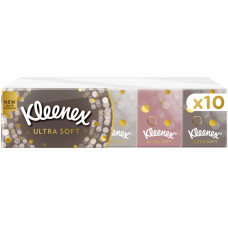 Серветки косметичні Kleenex Ultra Soft Mini чотирьохшарові 10 пачок по 7 шт. (5029053563909)