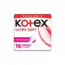 Гігієнічні прокладки Kotex Ultra Soft Super 16 шт. (5029053542690)