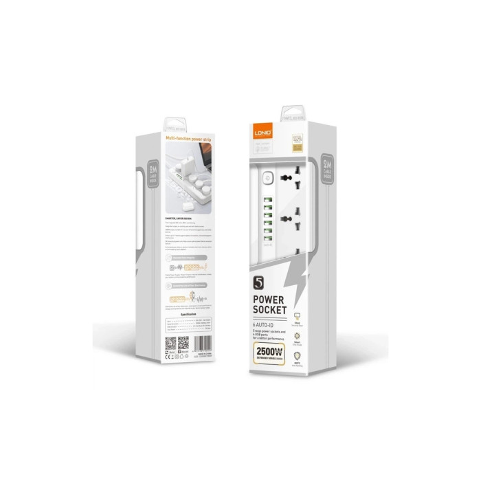 Мережевий фільтр живлення LDNIO SC5614 5роз. 3USB 2м (SC5614)